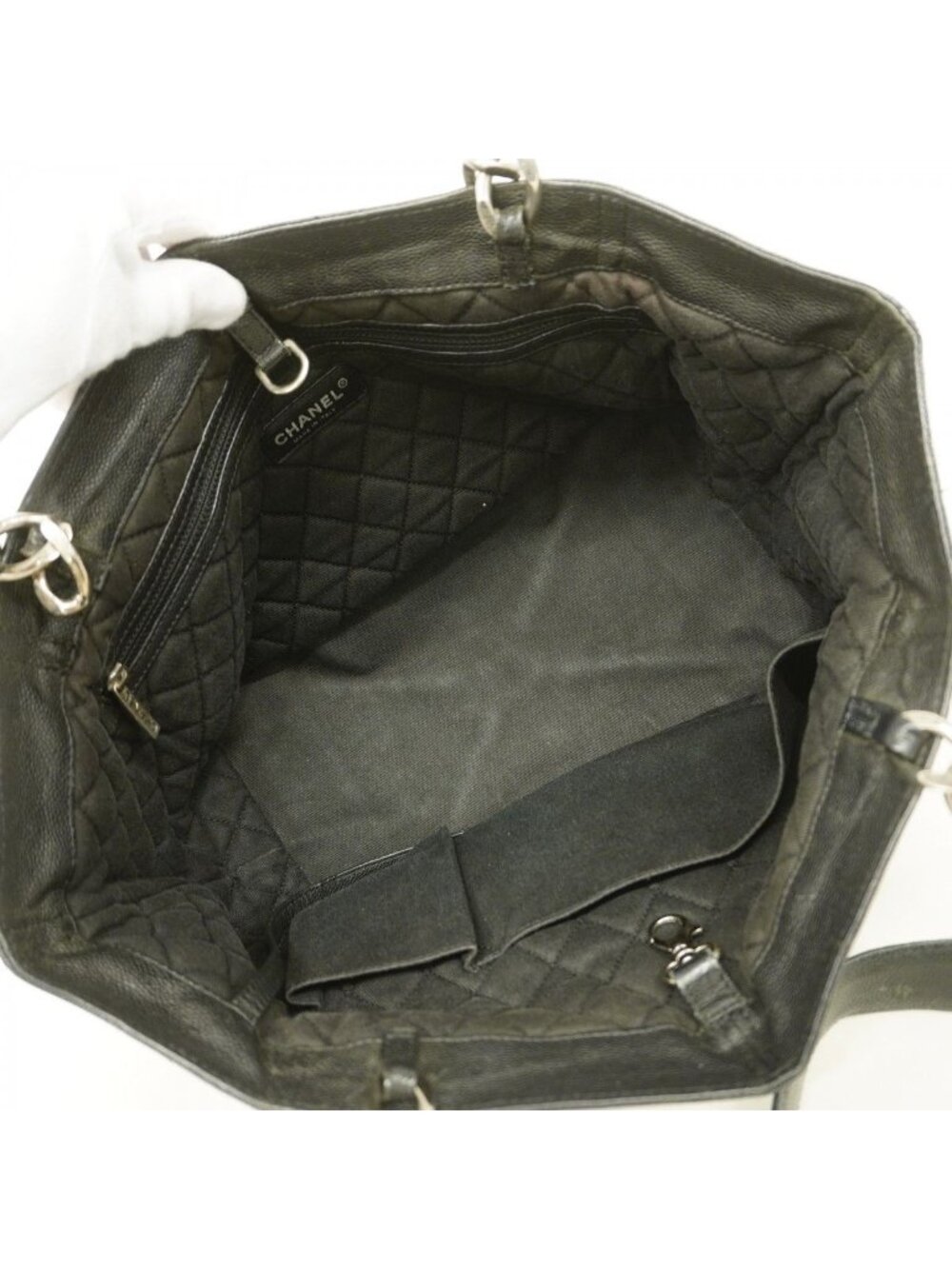 Chanel Chain Tote Caviar Leather Black Silver - Picture 4 of 10